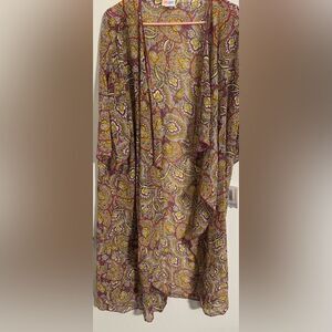 LuLaRoe Shirley Kimono M Paisley Polyester